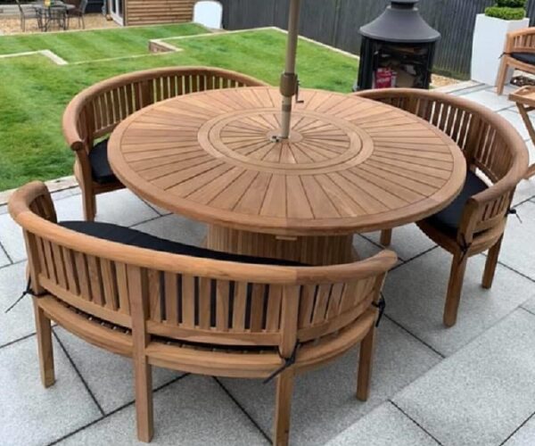 sunburst teak table