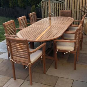 teak table 8 chairs