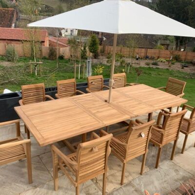 Superior Teak Garden Dining Set, Seats 10 | Kingsley Smythe